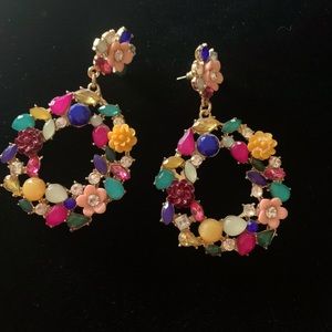 Dangly flower gem earrings